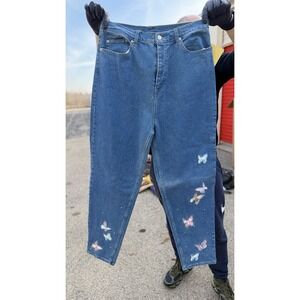 Quacker Factory Butterfly Jeans Size 16 Stretch Denim
